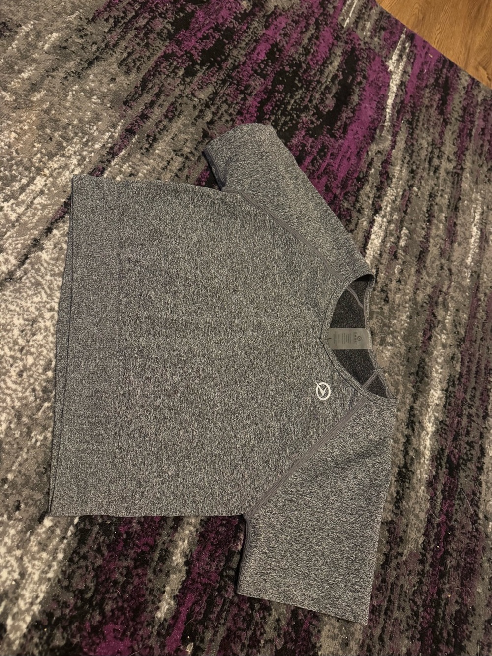 Women’s Gray Cropped Athletic Top - Performance Short Sleeve